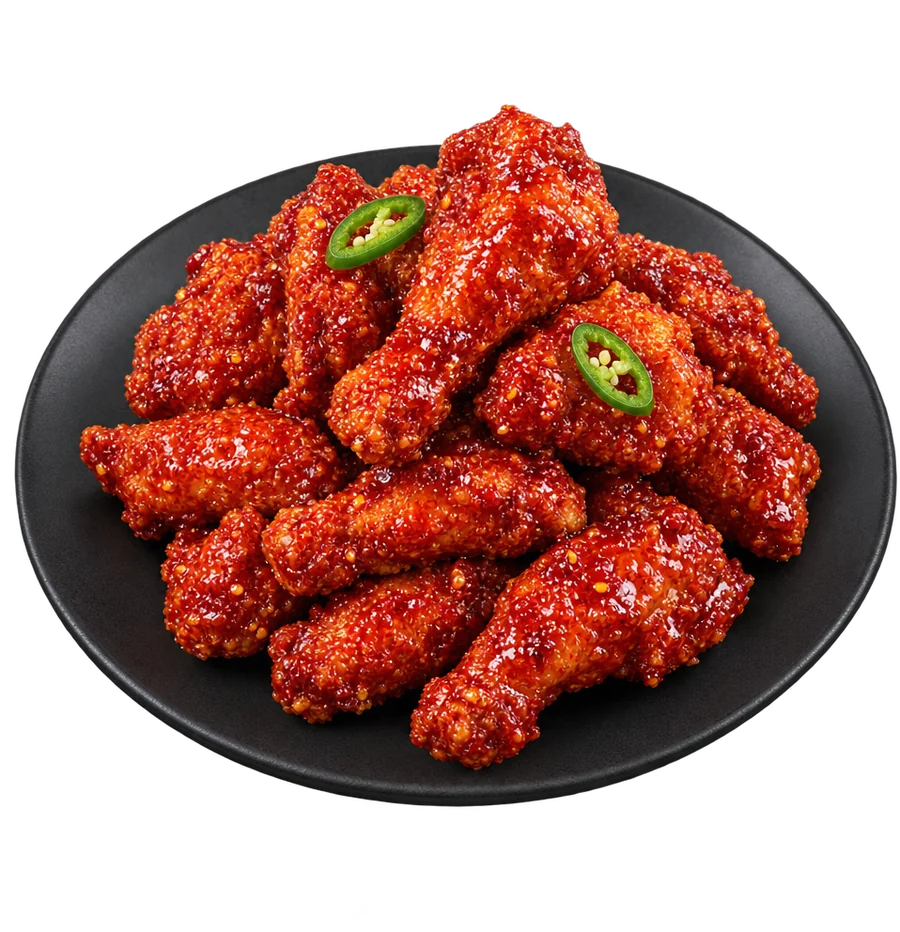 Red hot pepper chicken in gochujang glaze